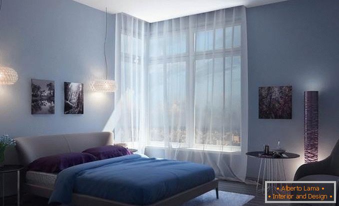 dormitor cu design interior cu fereastră fotografie