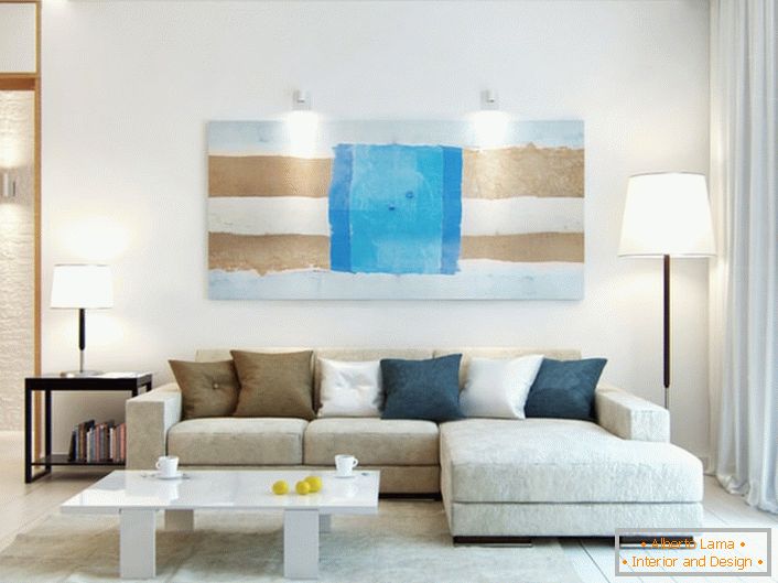 O imagine mare fără cadru - o opțiune excelentă pentru decorarea interiorului în stilul minimalismului scandinav.