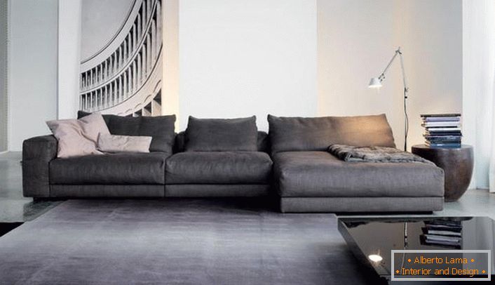 Canapele modulare modeste pentru interiorul livingului în stilul minimalismului. Design-ul modular Baggy zgârie rigurozitatea unui living spațios.
