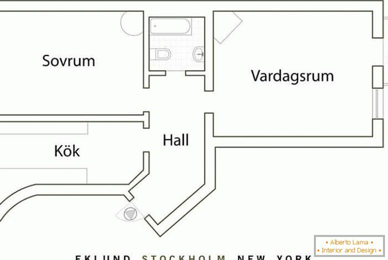 Planul unui mic apartament în Suedia