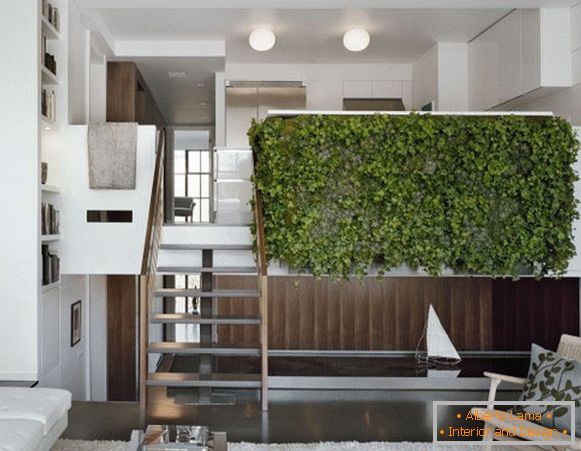 Plante în interiorul unui apartament cu două nivele