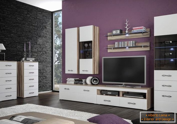 Un exemplu de varietate de posibilități este plasarea de mobilier modular în camera de zi. 