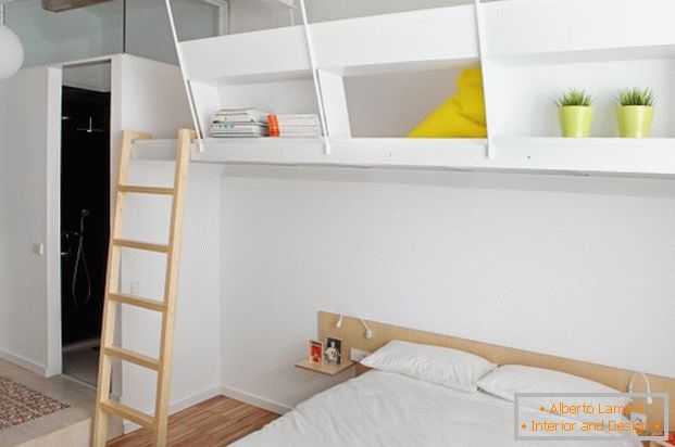 Proiectul unui apartament mini: un dormitor în culoarea albă