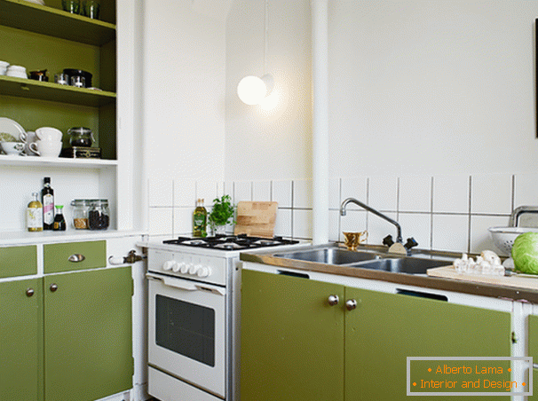Bucătărie în paleta alb-măsline