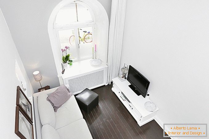 Interiorul apartamentului este de 17 metri pătrați în minimalismul scandinav