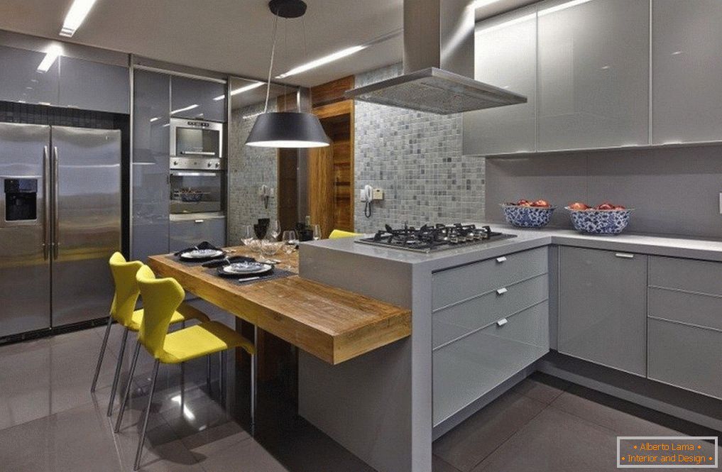 bucătărie с дизайном в серых тонах