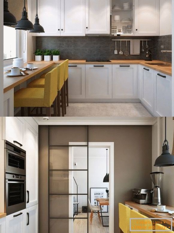 Un apartament cu dormitor în stil scandinav - fotografie de bucătărie