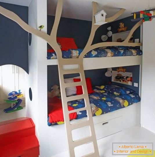 Stilul elegant al camerei pentru copii pentru băieți