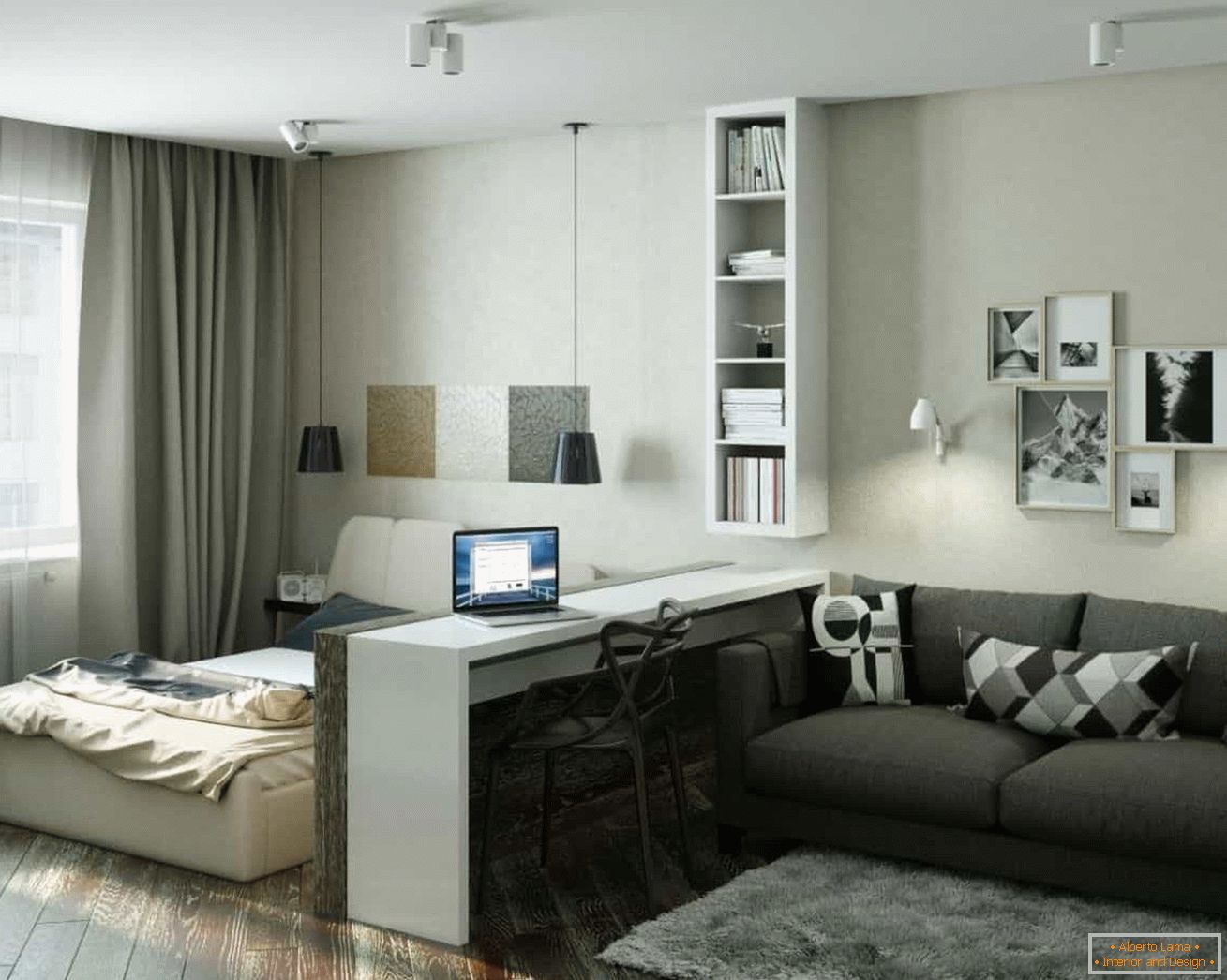 Design modern al unui apartament cu o cameră