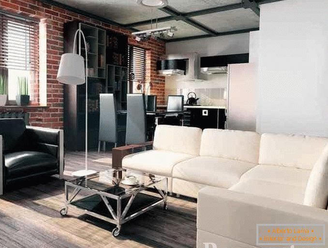 Designul unui apartament într-un stil modern, cu o canapea extensibilă