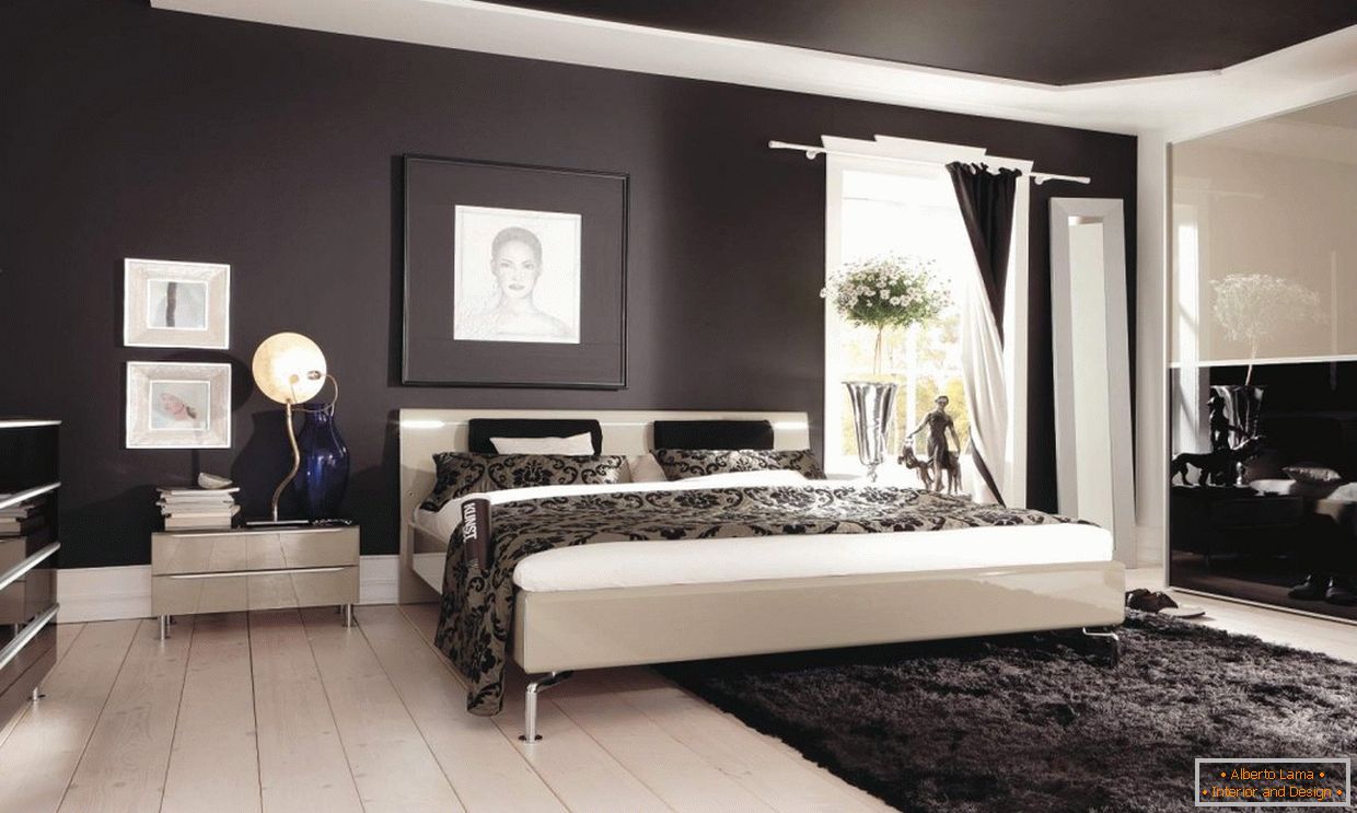 Design de dormitor cu tavan negru