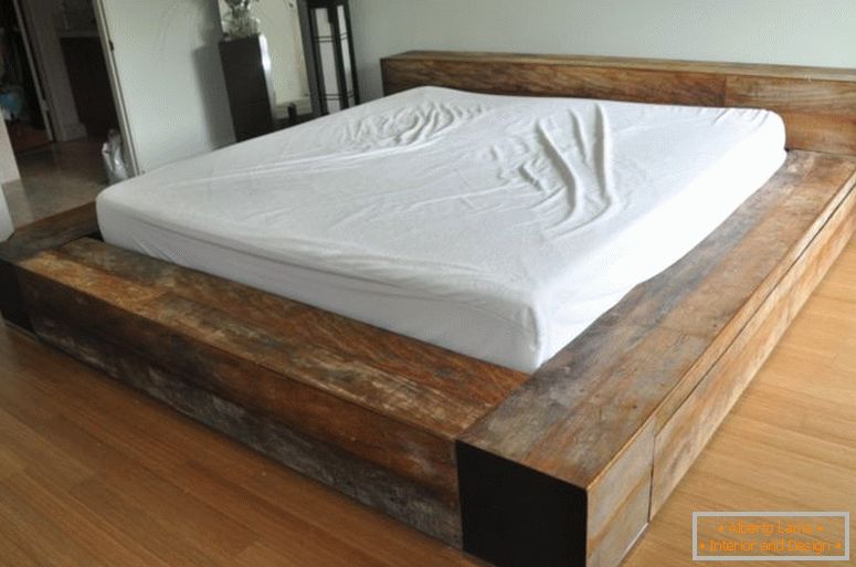 minimalist-regenerată-lemn-rege-platformă-pat-cadru cu profil stil scăzut
