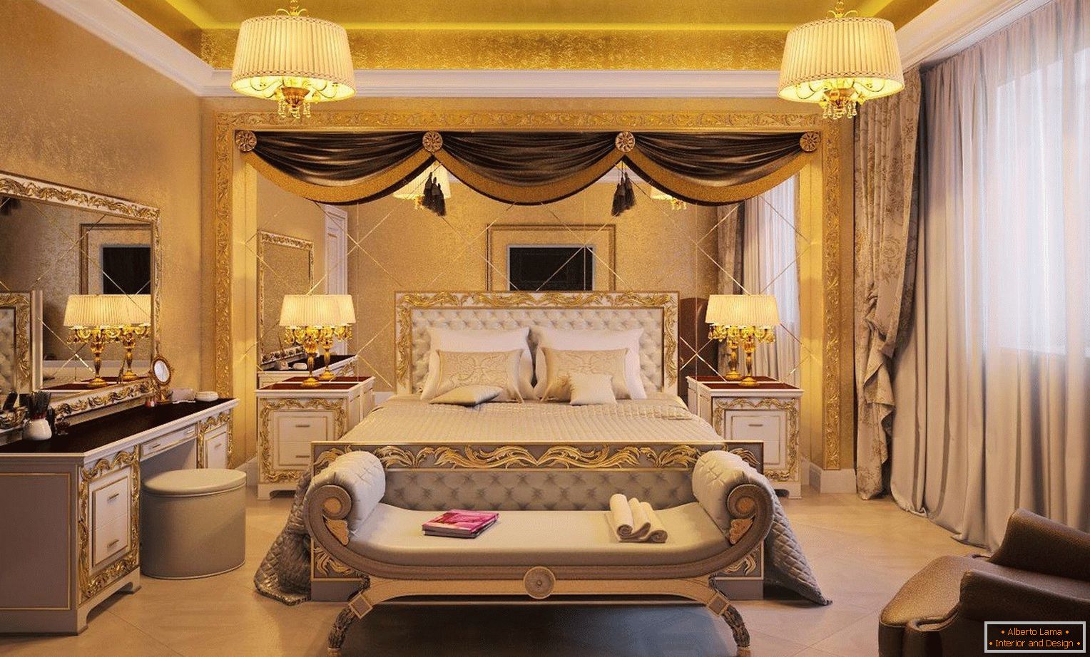 Dormitor cu mobilier elegant