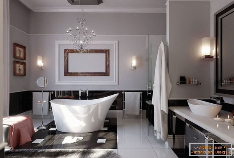 baie cu-frumos-mobilier-si-moderne de iluminat
