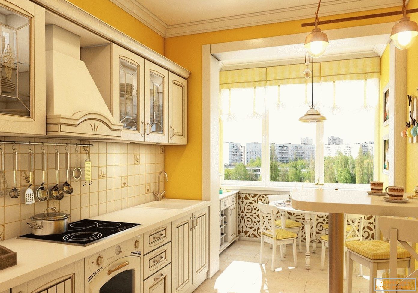 Bucătărie combinată cu balcon