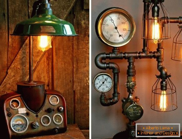 Lampa Steampunk din țevi cu mâinile proprii - meșteșuguri foto