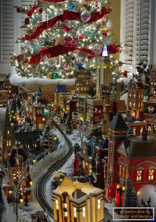 Crăciun-tree-cu-jucărie-oraș
