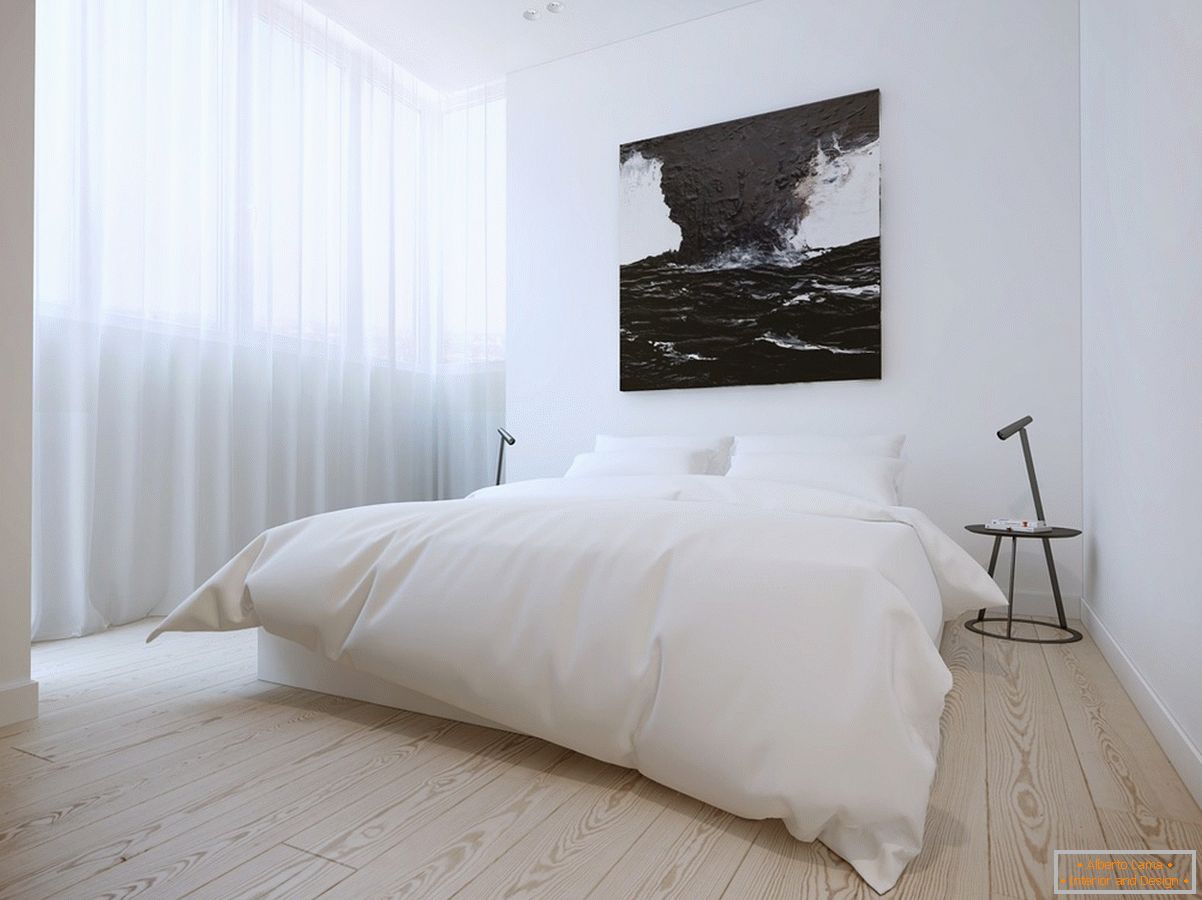 Dormitor interior în culoare albă