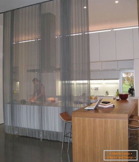 Perdele transparente în interiorul fotografie de bucătărie