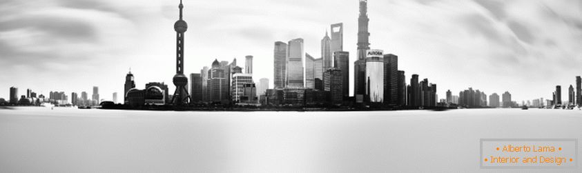 Fotografie panoramică alb-negru din Singapore