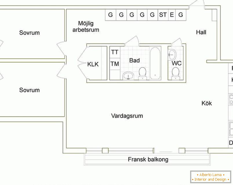 Schema proiectului unui apartament din Stockholm
