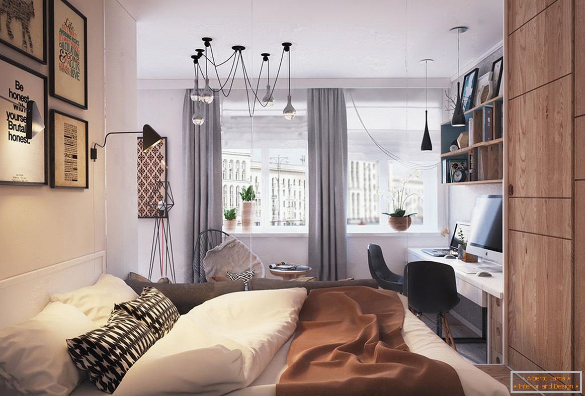 Dormitor într-un mic apartament modern