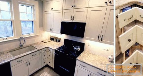 Design bucătărie colț în culoare albă în 2016 în fotografie