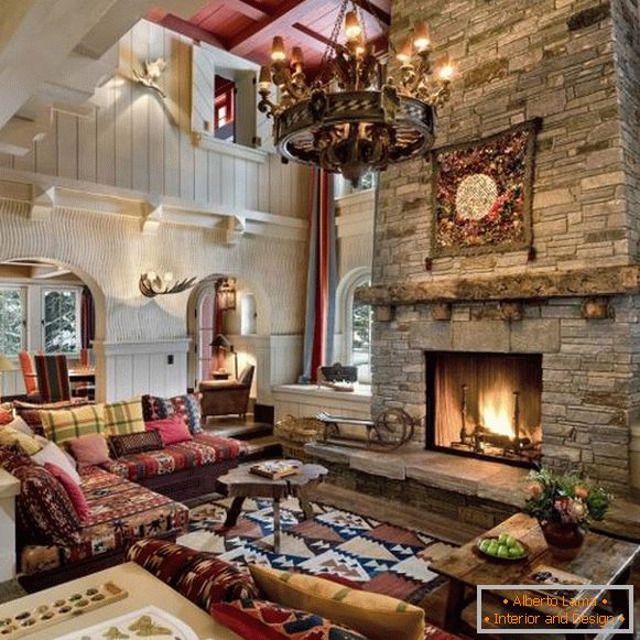 frumos-interior-casa-in-stil cabană