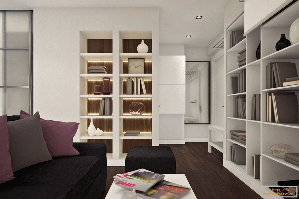 Proiectarea unui mic apartament studio cu accente de liliac - фото 2