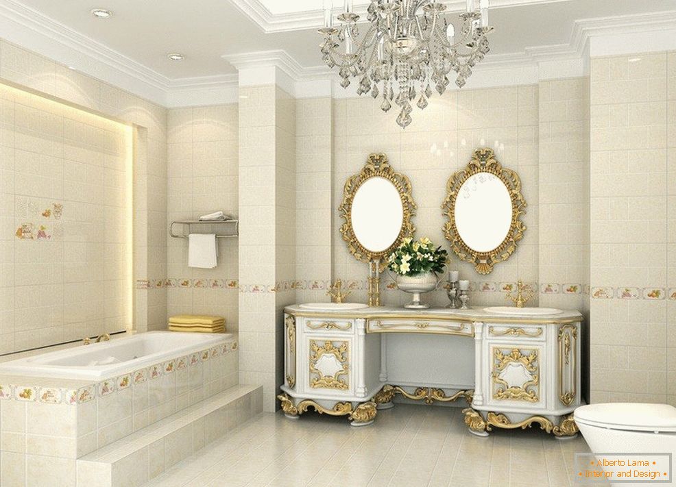 Iluminarea în baie într-un stil clasic