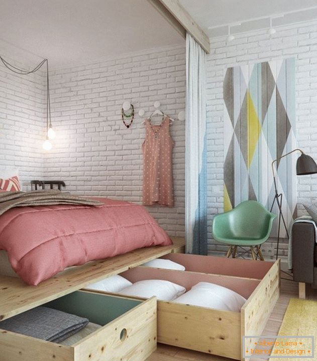Design odnushki cu o nișă sub dormitor