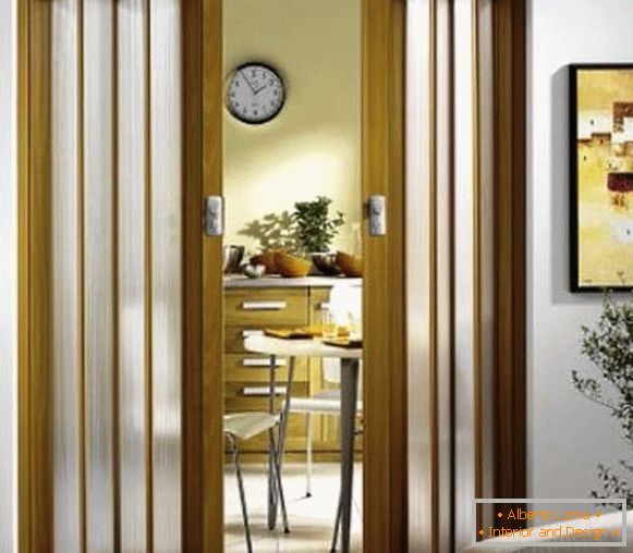 Ușa acordeonului la bucătărie - fotografie a ușilor interioare