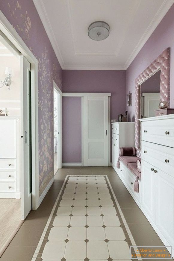Portocaliu violet în fotografia de design a coridorului