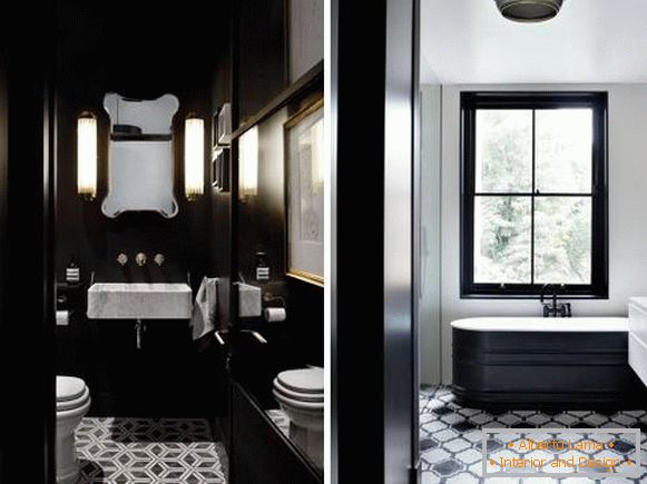 Designul elegant de baie și toaletă în negru
